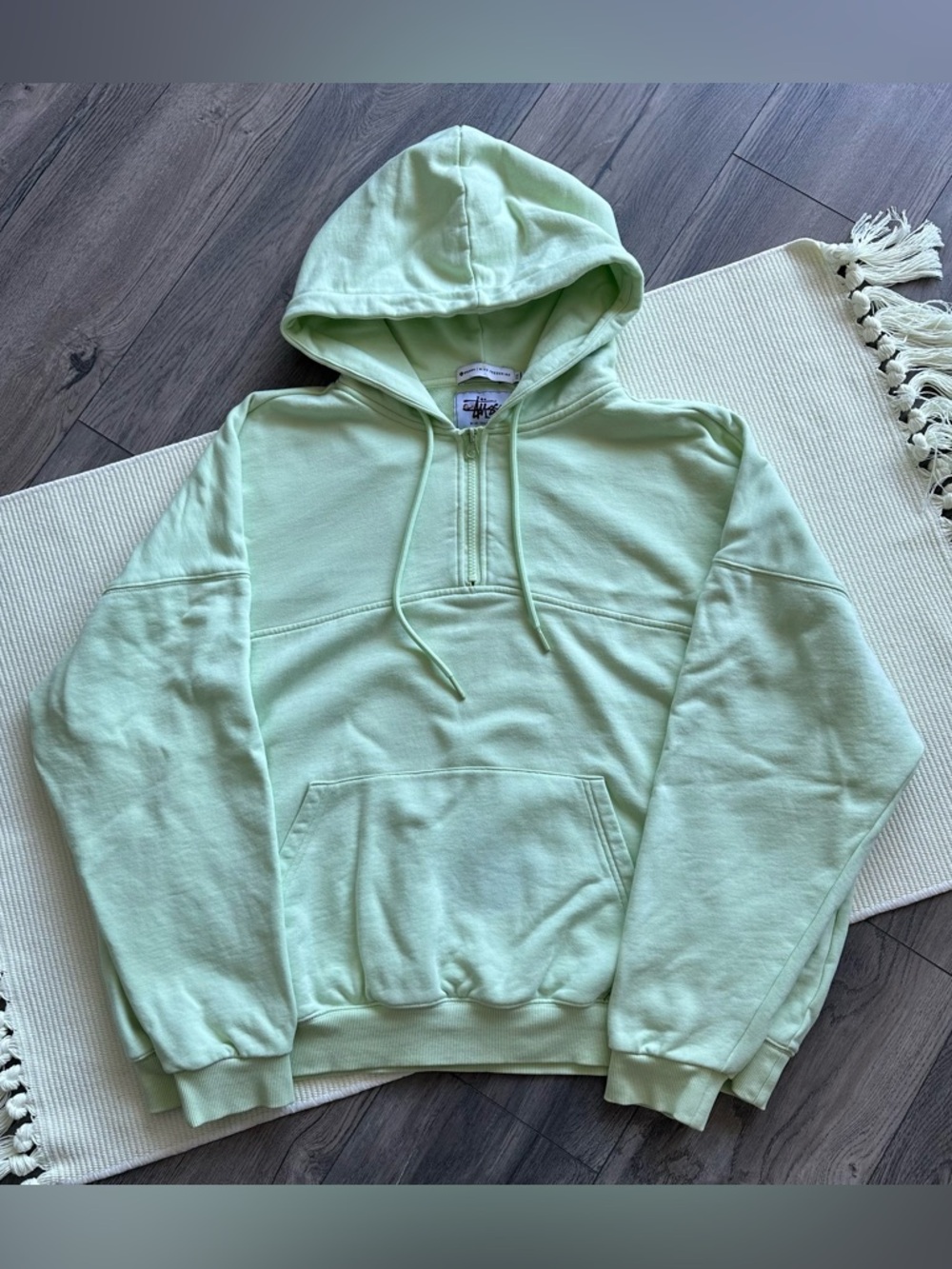 Stüssy x Mike Frederiqo x GXG Jeans Cropped Boxy Hoodie in Mint Green